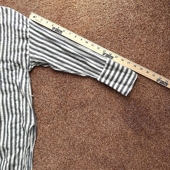 Zara Top Women’s XS Tunic White Blue Gold Stripe Button Down Long Sleeve - Picture 10 of 11